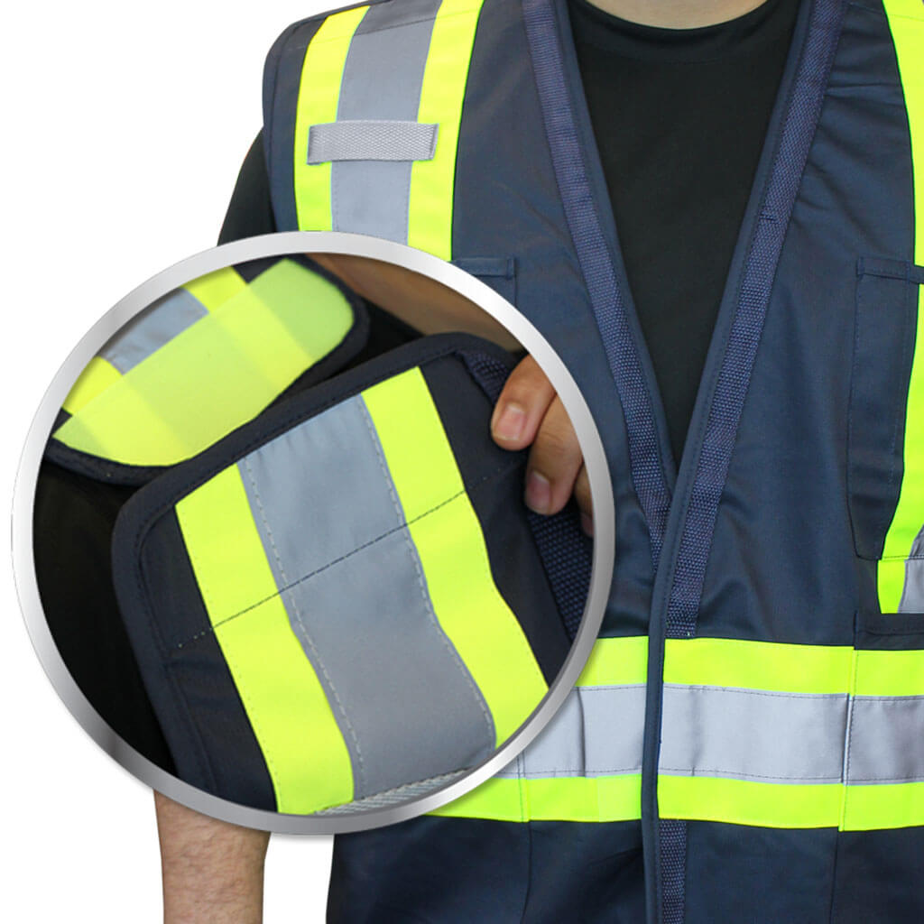 DuraDrive Men's Navy Hi-Vis Class 1 Level 2 Corn Mesh Tear-Away Safety Vest with Pockets