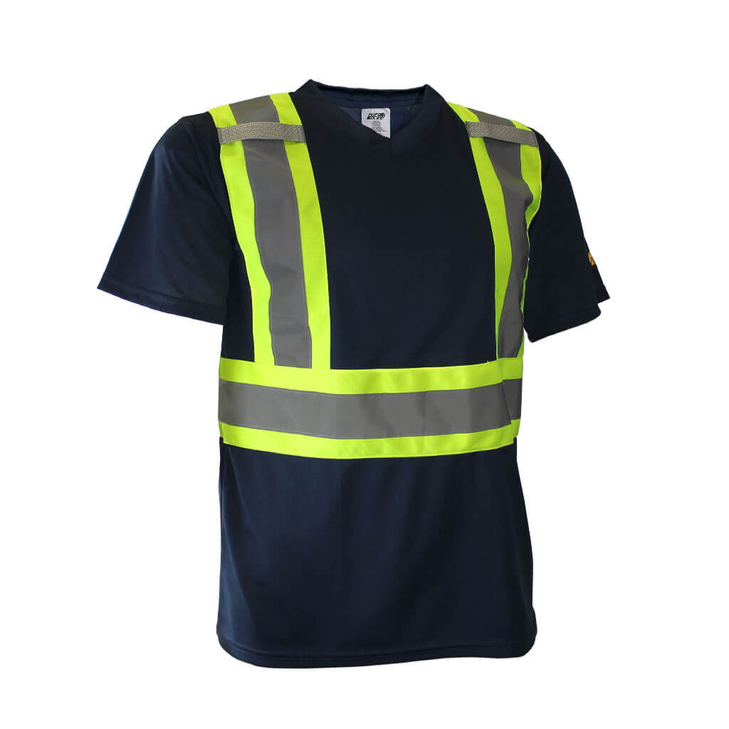 DuraDrive Men's Navy Hi-Vis Cooling Mesh Short Sleeve Safety T-Shirt