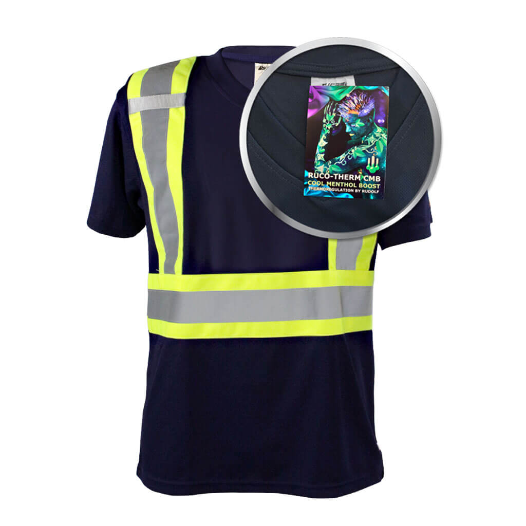 DuraDrive Men's Navy Hi-Vis Cooling Mesh Short Sleeve Safety T-Shirt