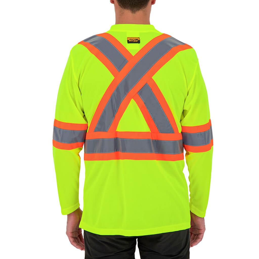 DuraDrive Men's Lime Yellow Hi-Vis Cooling Mesh Long Sleeve Safety T-Shirt