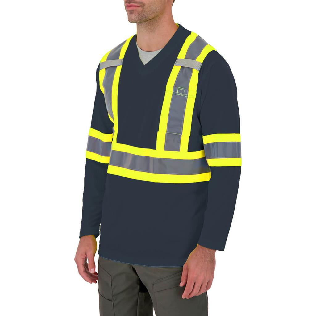 DuraDrive Navy Hi-Vis Cooling Mesh Long Sleeve Safety T-Shirt