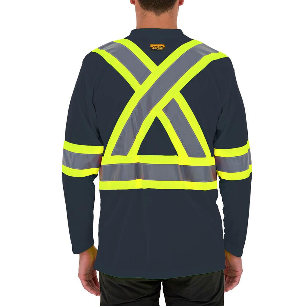 DuraDrive Navy Hi-Vis Cooling Mesh Long Sleeve Safety T-Shirt