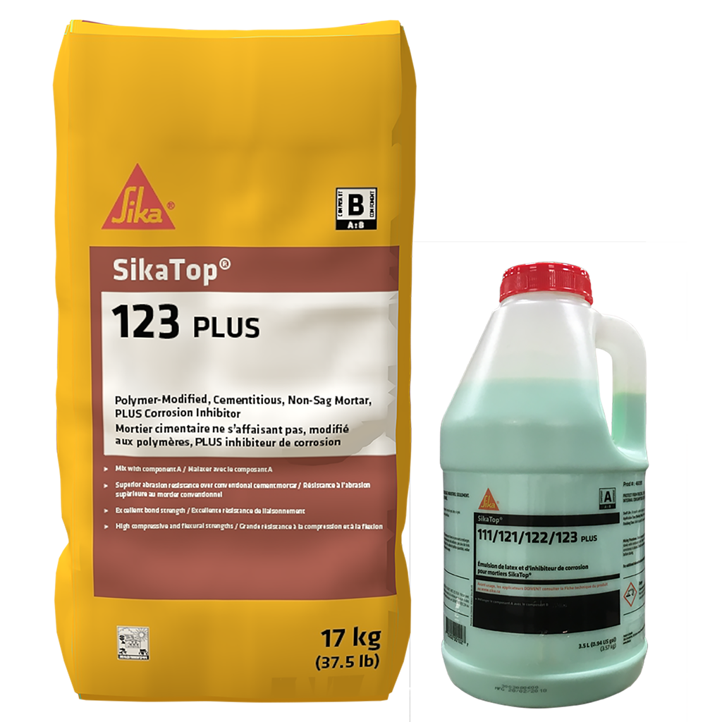 SikaTop-123 20kg Polymer-Modified Non-Sag Mortar with 3.5-Litre FerroGard Corrosion Inhibitor