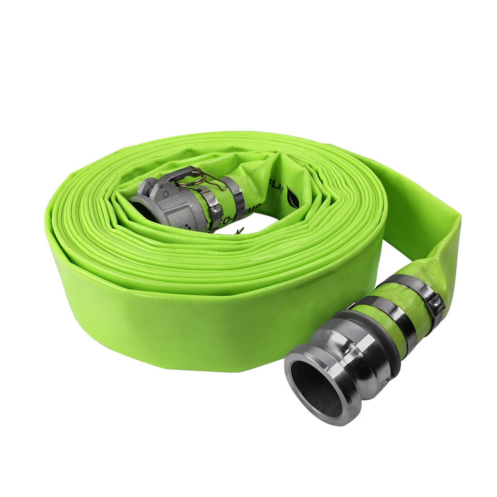 2 in. x 50 ft. Green Layflat Quick-Link Discharge Hose