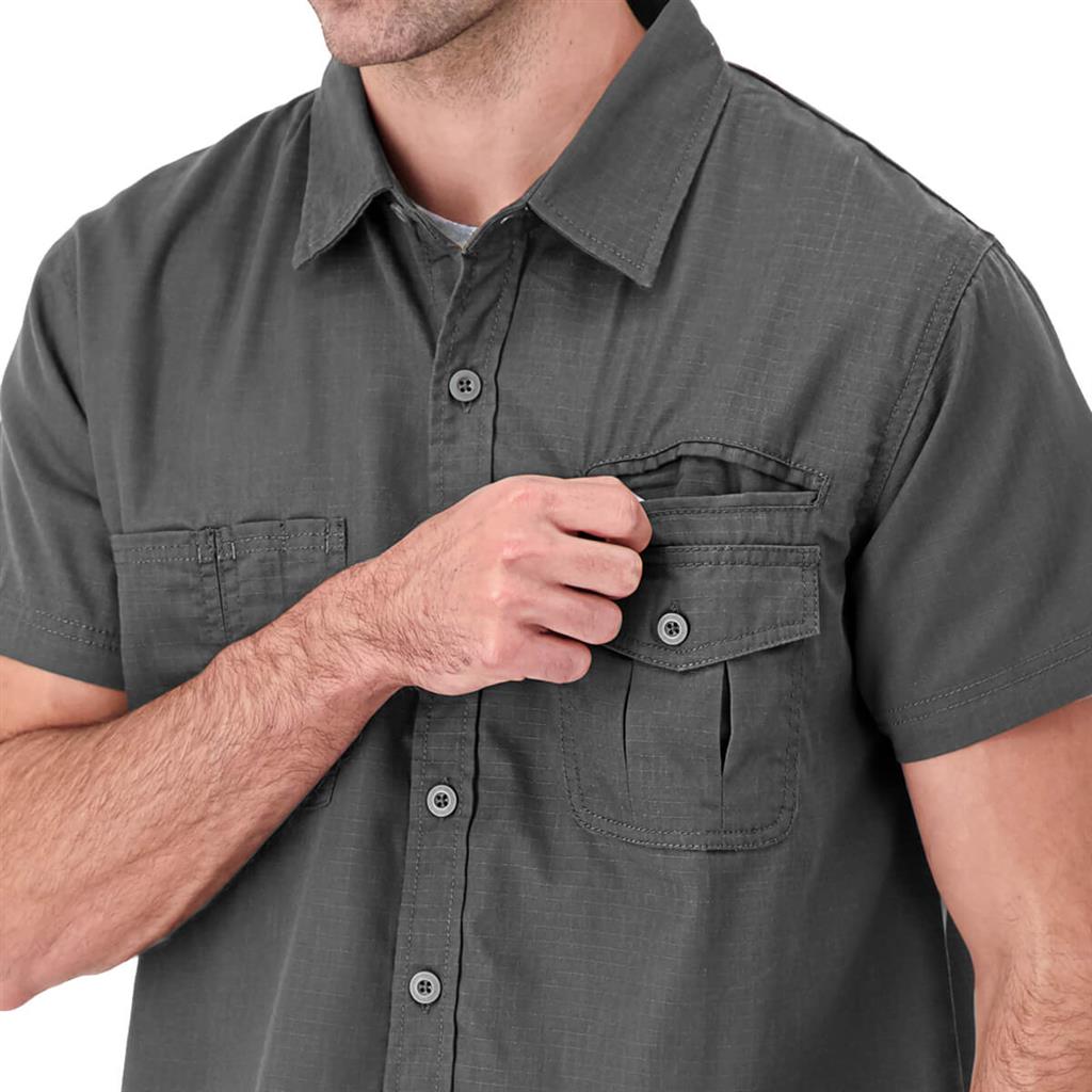 DuraDrive Men's Dark Grey Short Sleeve Ripstop Work Shirt