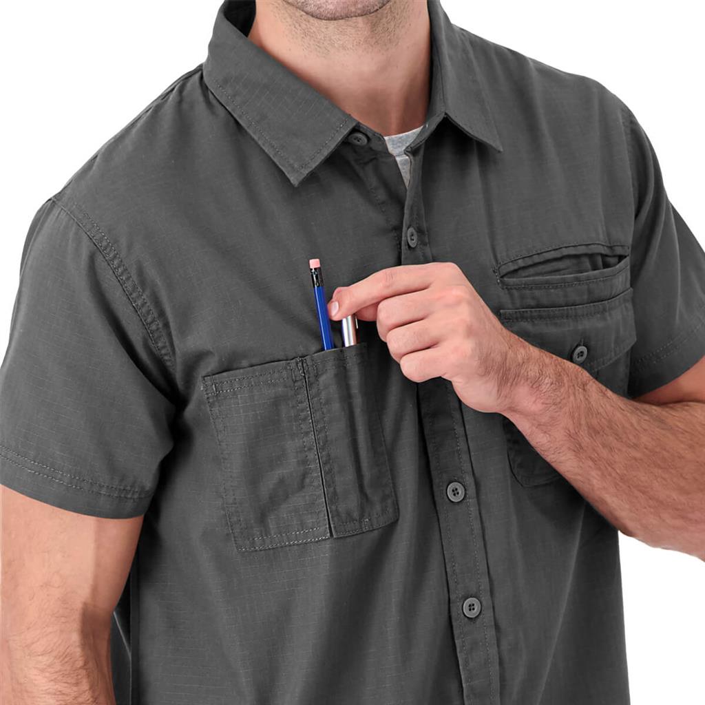 DuraDrive Men's Dark Grey Short Sleeve Ripstop Work Shirt