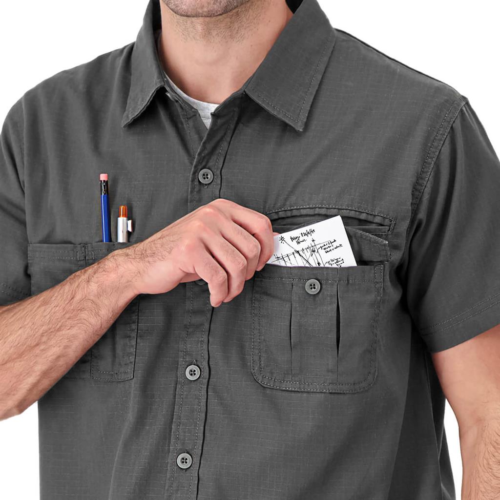 DuraDrive Men's Dark Grey Short Sleeve Ripstop Work Shirt