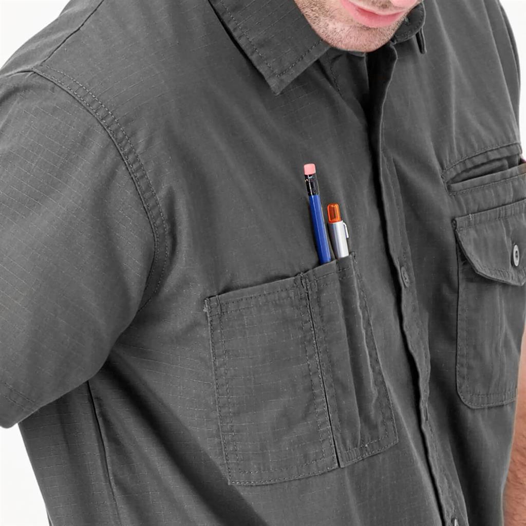 DuraDrive Men's Dark Grey Short Sleeve Ripstop Work Shirt