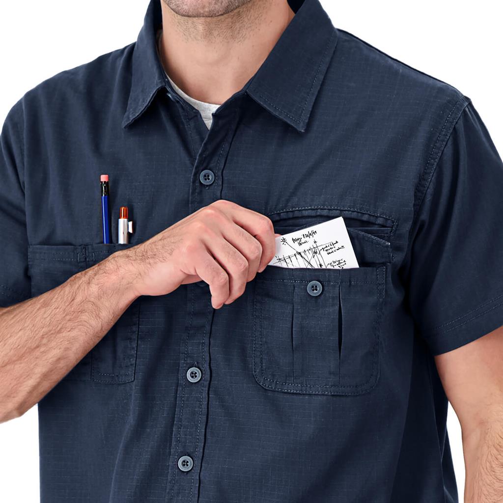 DuraDrive Men's Navy Short Sleeve Ripstop Work Shirt