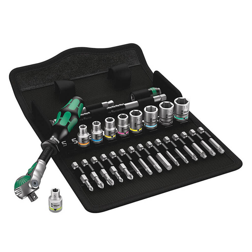 Wera 05004016001 8100 SA 6 Zyklop 1/4 in. Drive Metric Speed Ratchet Set (28-Piece)