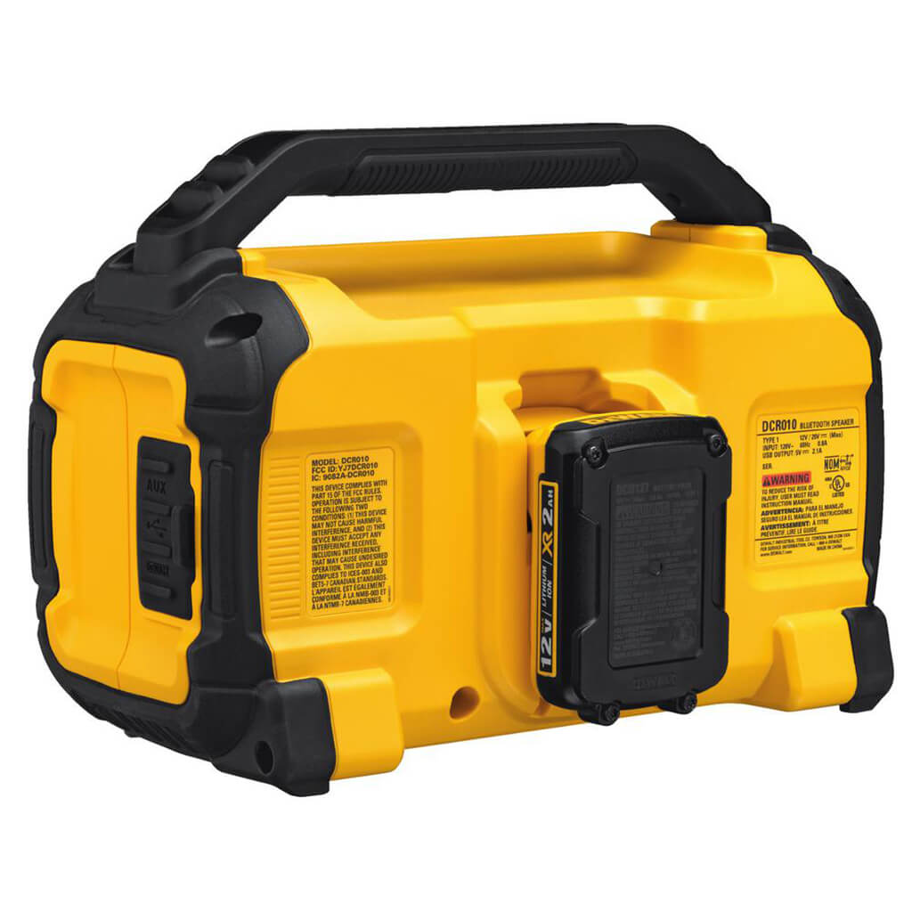 DEWALT DCR010 12-Volt/20-Volt MAX Lithium-Ion Jobsite Bluetooth Speaker