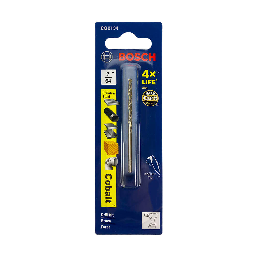 BOSCH CO2134 7/64 in. x 2-5/8 in. Hard Core Cobalt Metal, General Purpose, Wood and PVC Drill Bit