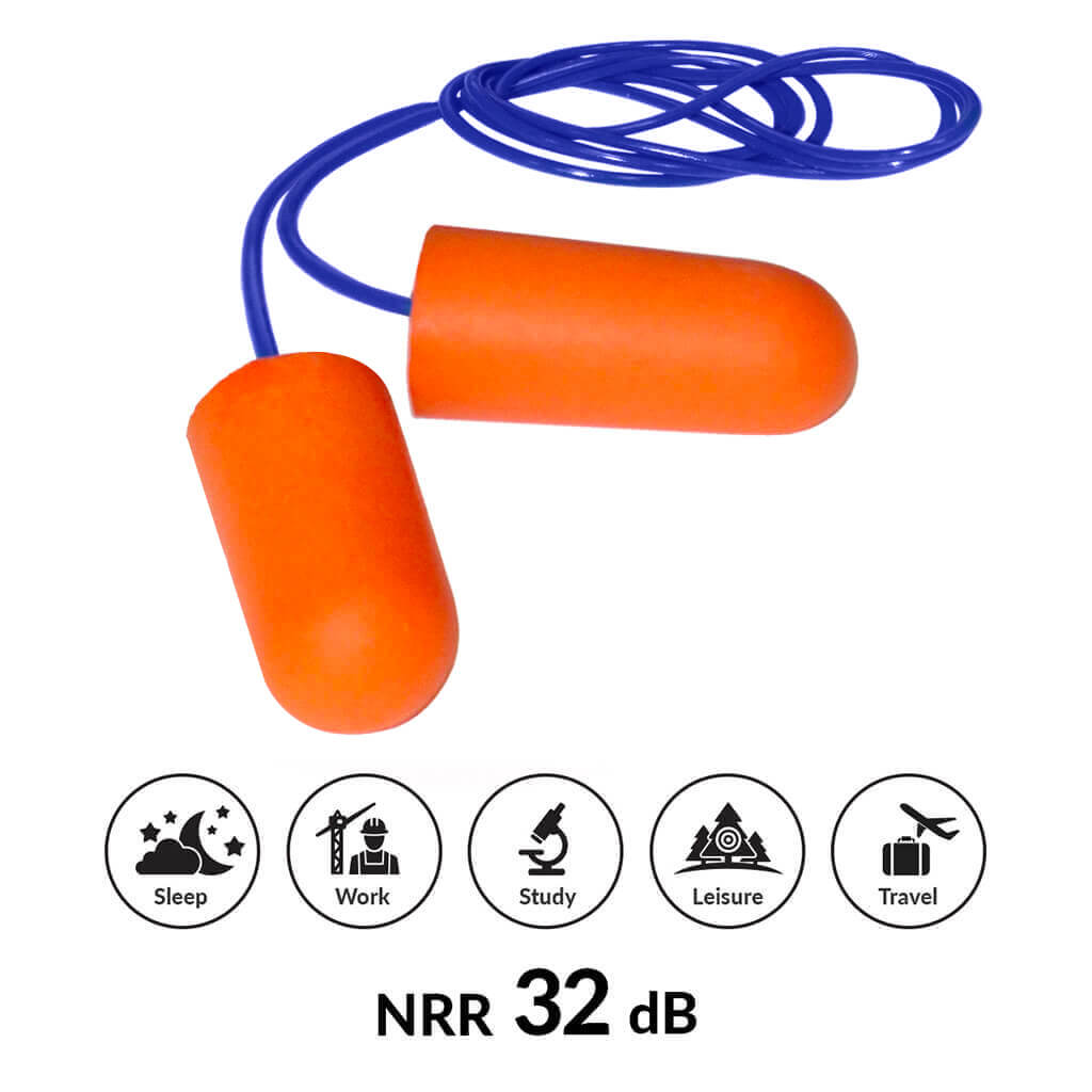DuraDrive Orange Disposable Corded Foam Earplug with 32 dB NRR (100-Pair)