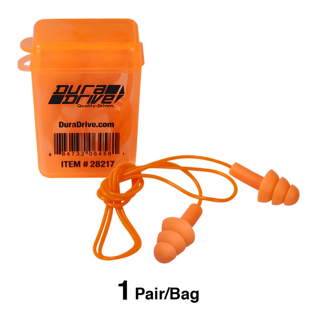 DuraDrive Orange Reusable Corded Triple-Flange Silicone Earplug with 25 dB NRR (100-Pair)