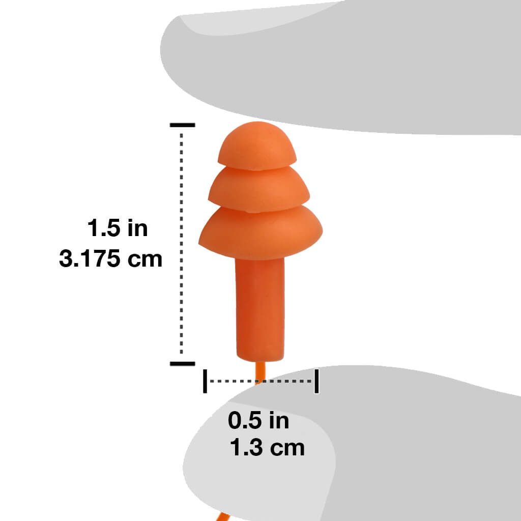 DuraDrive Orange Reusable Corded Triple-Flange Silicone Earplug with 25 dB NRR (100-Pair)
