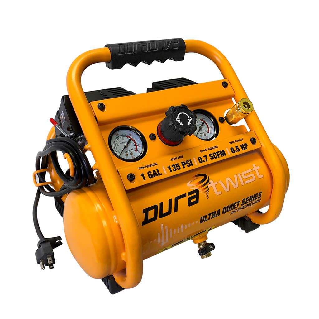 DuraTwist 0.5 HP 1-Gallon Ultra-Quiet Oil-Free Electric Air Compressor