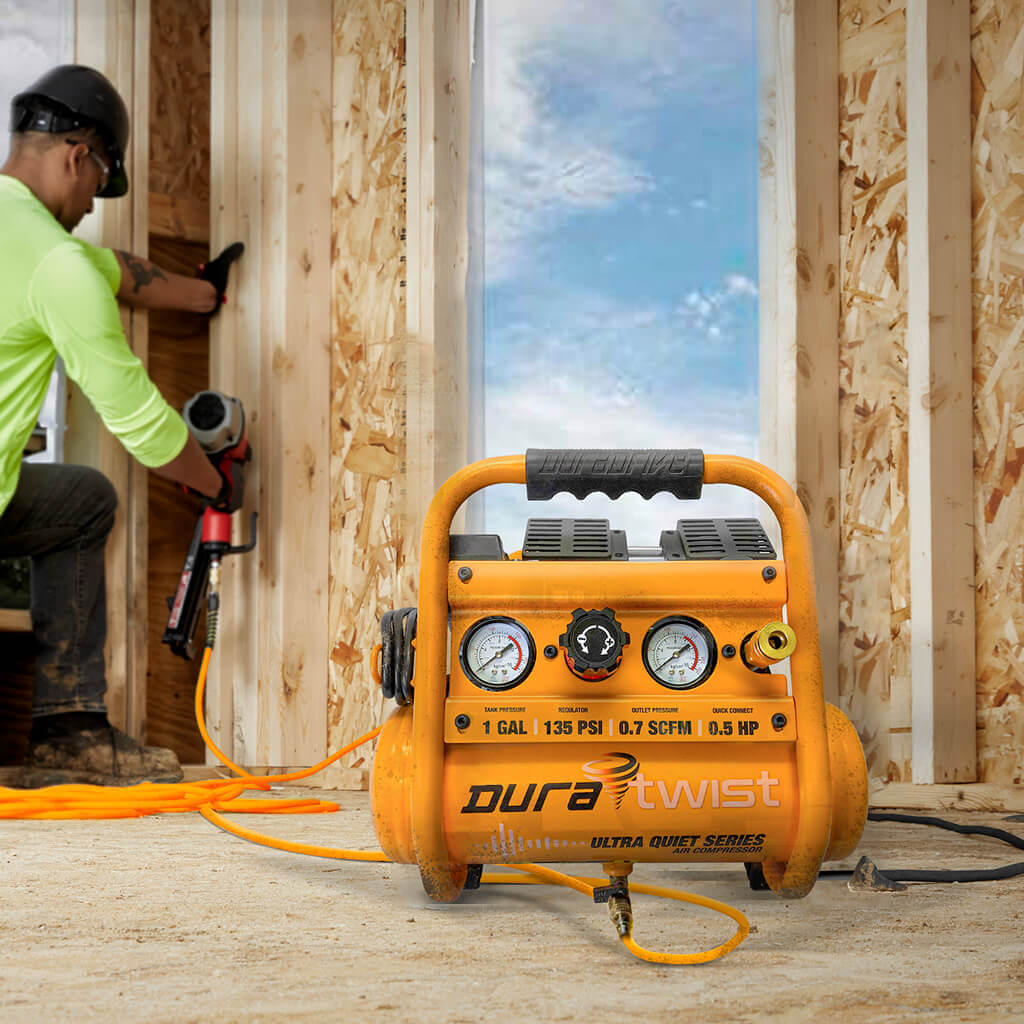 DuraTwist 0.5 HP 1-Gallon Ultra-Quiet Oil-Free Electric Air Compressor