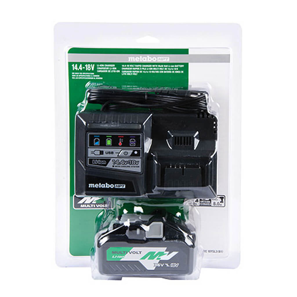 Metabo HPT UC18YSL3B1 36-Volt/18-Volt MultiVolt Lithium-Ion 4.0 Ah/8.0 Ah Slide Battery And Charger Starter Kit