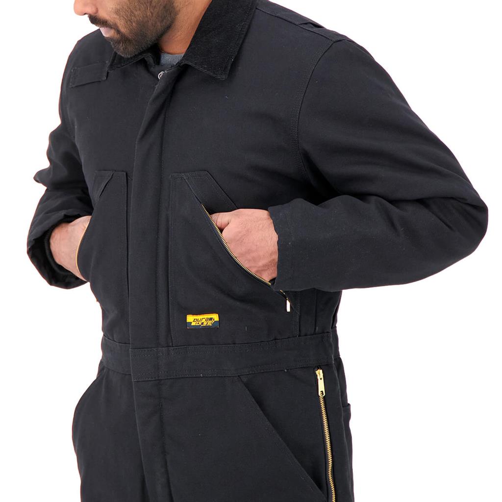 DuraDrive Men's Black Cotton Canvas Insulated Coverall