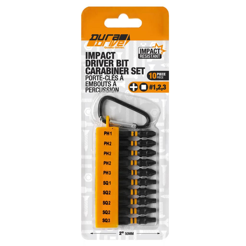 DuraDrive Impact Driver Bit Carabiner Set (10-Piece)