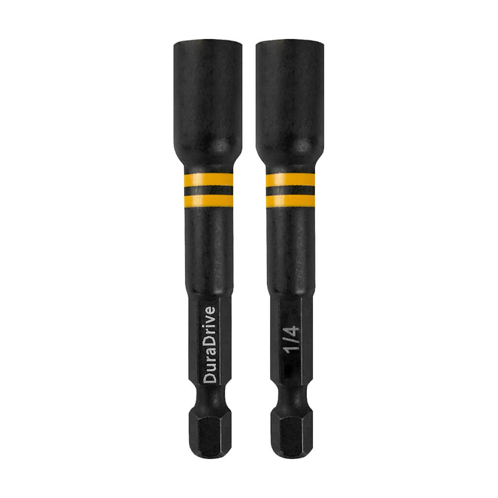 DuraDrive 1/4 in. x 2-9/16 in. Black Phosphate Coated Hex Impact Magnetic Nut Setter (2-Pack)