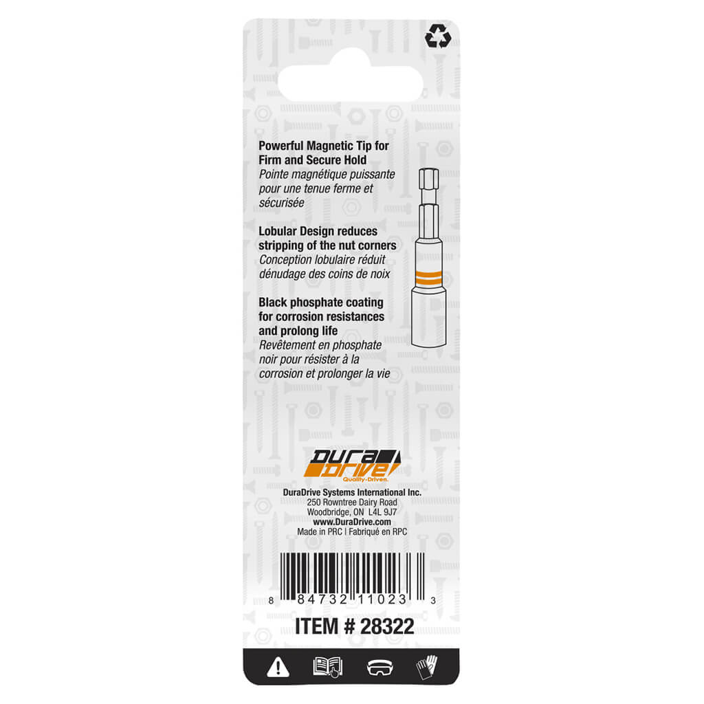 DuraDrive 1/4 in. x 2-9/16 in. Black Phosphate Coated Hex Impact Magnetic Nut Setter (2-Pack)