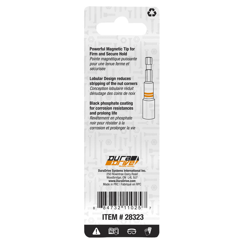 DuraDrive 5/16 in. x 2-9/16 in. Hex Impact Magnetic Nut Setter (2-Piece)