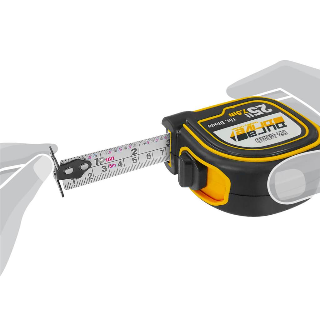 DuraDrive 25 ft./7.5m Imperial/Metric EZ-Read Magnetic Double Side Dual Hook Tape Measure