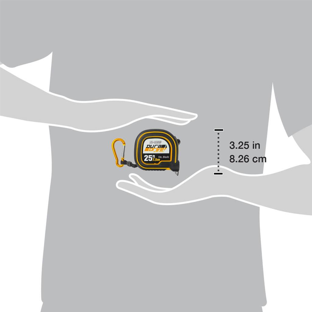 DuraDrive 25 ft./7.5m Imperial/Metric EZ-Read Magnetic Double Side Dual Hook Tape Measure