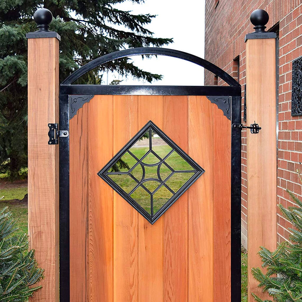 Nuvo Iron ACW54 15 in. x 15 in. Decorative Square/Diamond Black Cast Aluminum Wooden Fence and Gate Insert