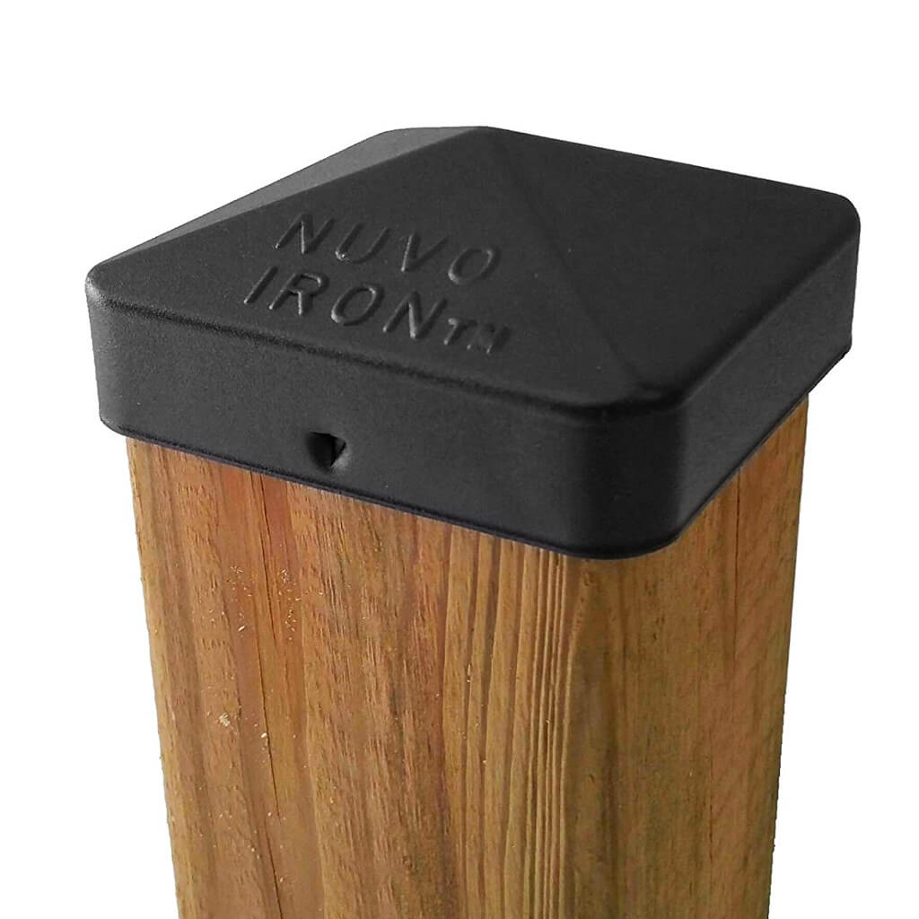 Nuvo Iron PCP11BLK 3-1/2 in. x 3-1/2 in. Black Aluminum Wooden Fence and Gate Easy Cap Pyramid Post Cap