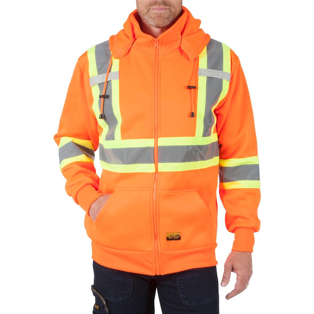 DuraDrive Men's Orange Hi-Vis Class 2 Level 2 Hoodie with Detachable Hood