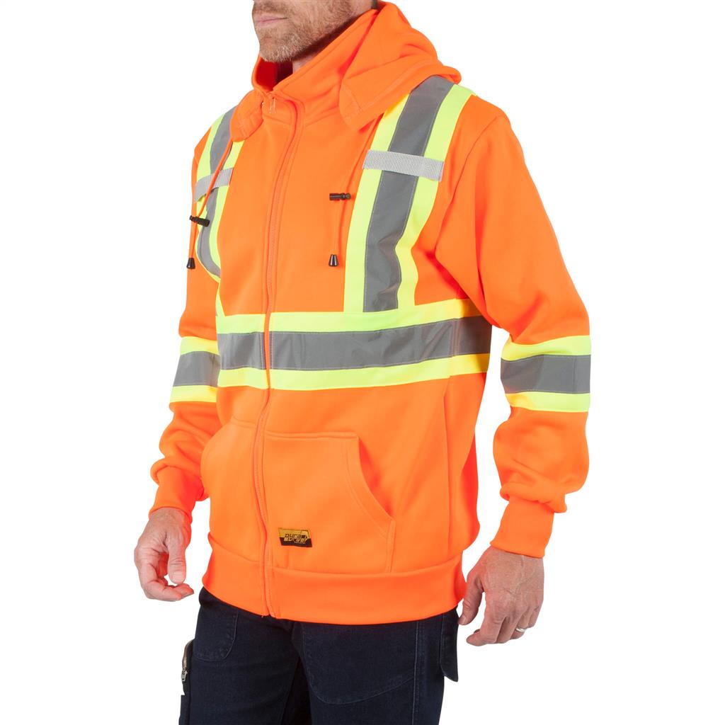 DuraDrive Men's Orange Hi-Vis Class 2 Level 2 Hoodie with Detachable Hood