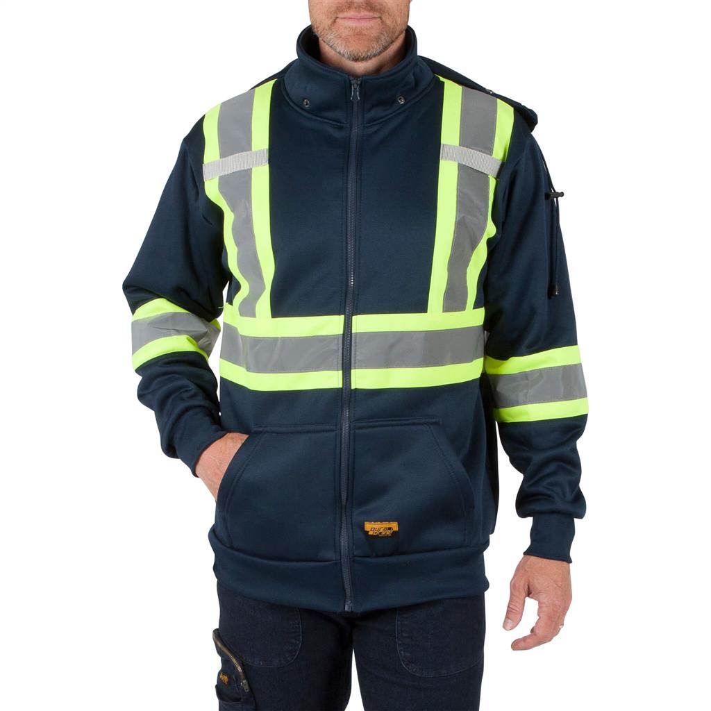 DuraDrive Men's Navy Hi-Vis Class 1 Level 2 Hoodie with Detachable Hood