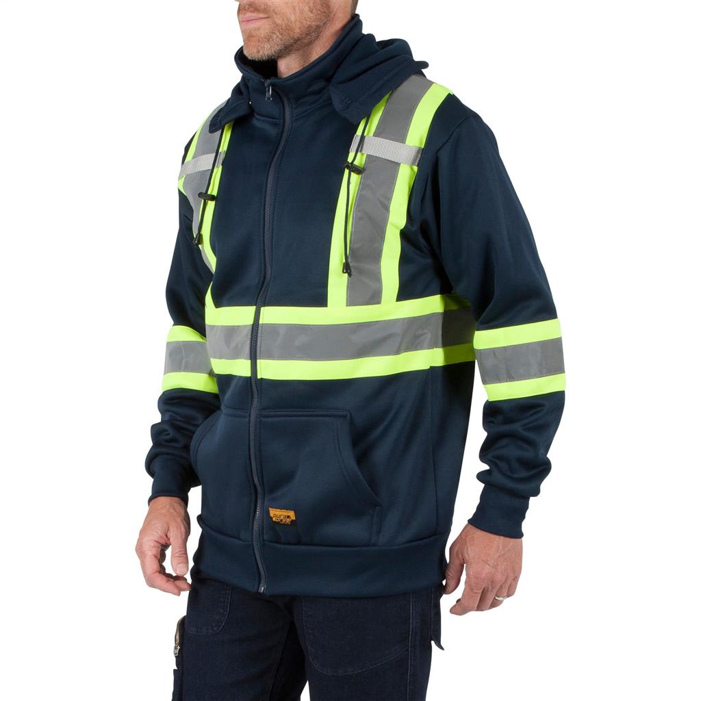 DuraDrive Men's Navy Hi-Vis Class 1 Level 2 Hoodie with Detachable Hood