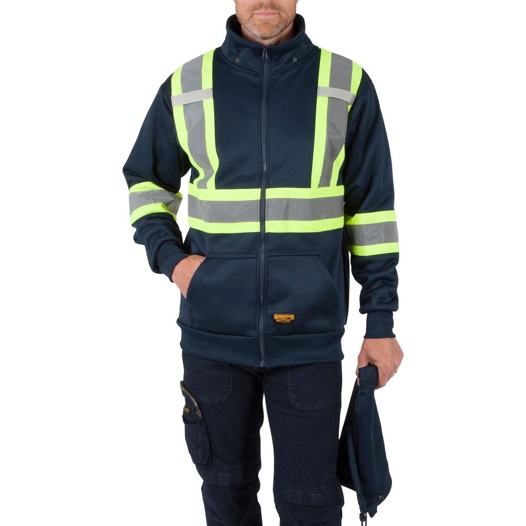 DuraDrive Men's Navy Hi-Vis Class 1 Level 2 Hoodie with Detachable Hood