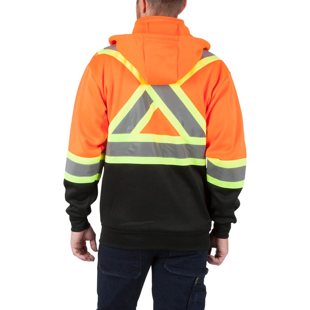 DuraDrive Men's Orange and Black Hi-Vis Class 2 Level 2 Hoodie with Detachable Hood