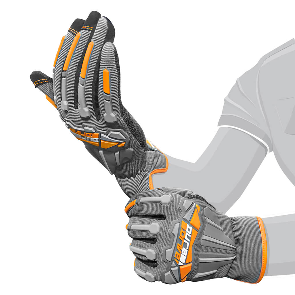 DuraDrive Grey SABLE Impact-Resistant Abrasion Resistant Technical Work Gloves