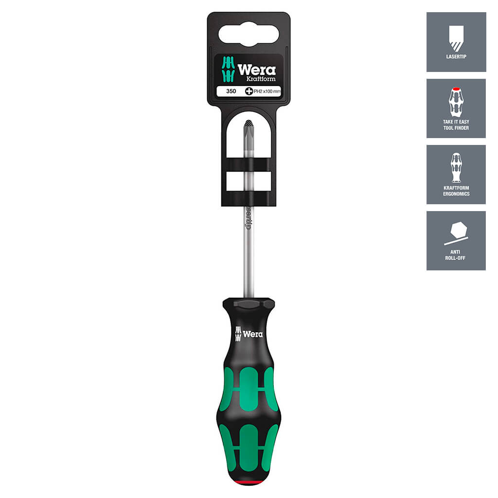 Wera 05100052001 350 PH SB Kraftform Plus 2 x 100mm Phillips Drive Screwdriver