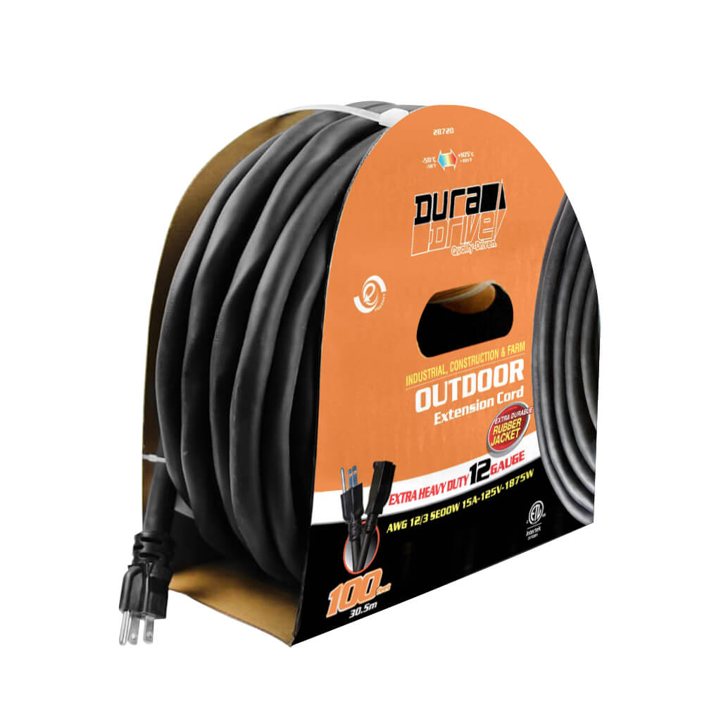 DuraDrive 100 ft. 12/3 SEOOW Single Tap Extension Cord