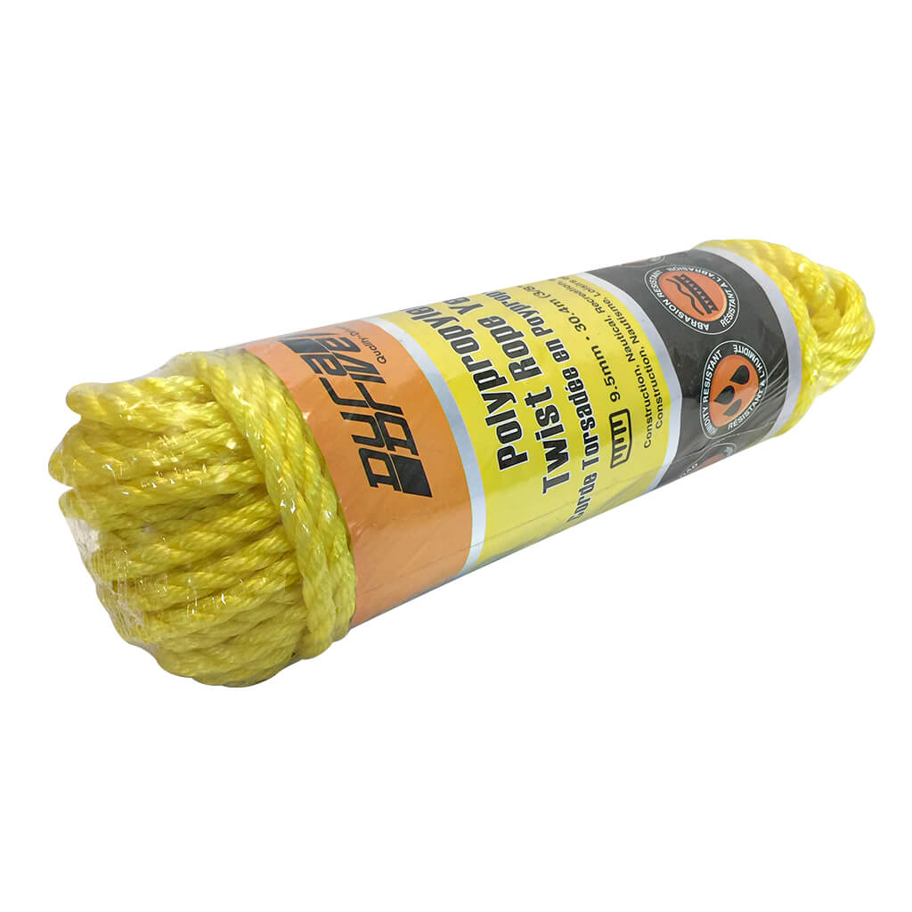 DuraDrive 3/8 in. x 100 ft. Polypropylene 3-Strand Twist Yellow Rope