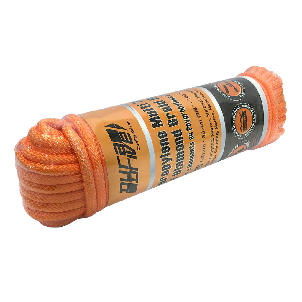 DuraDrive 3/8 in. x 100 ft. Polypropylene Diamond Braided Bright Orange Rope