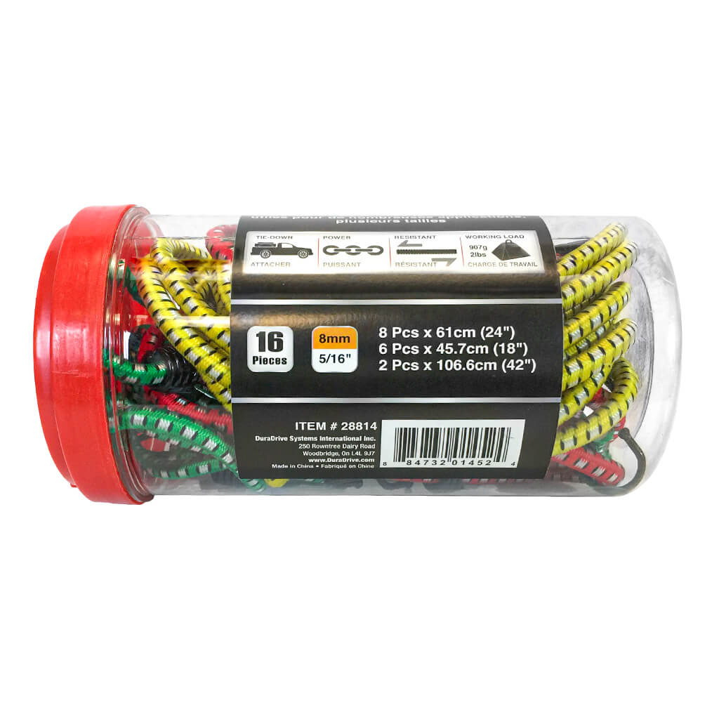 DuraDrive Assorted Heavy Duty Bungee Cord Set (16-Piece)