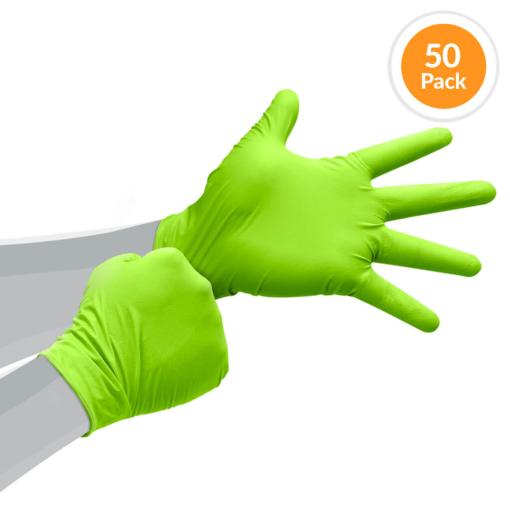 Gekko 8 Mil Textured Grip 11.5 in. Rolled Cuff Disposable Nitrile Gloves (50-Pack)