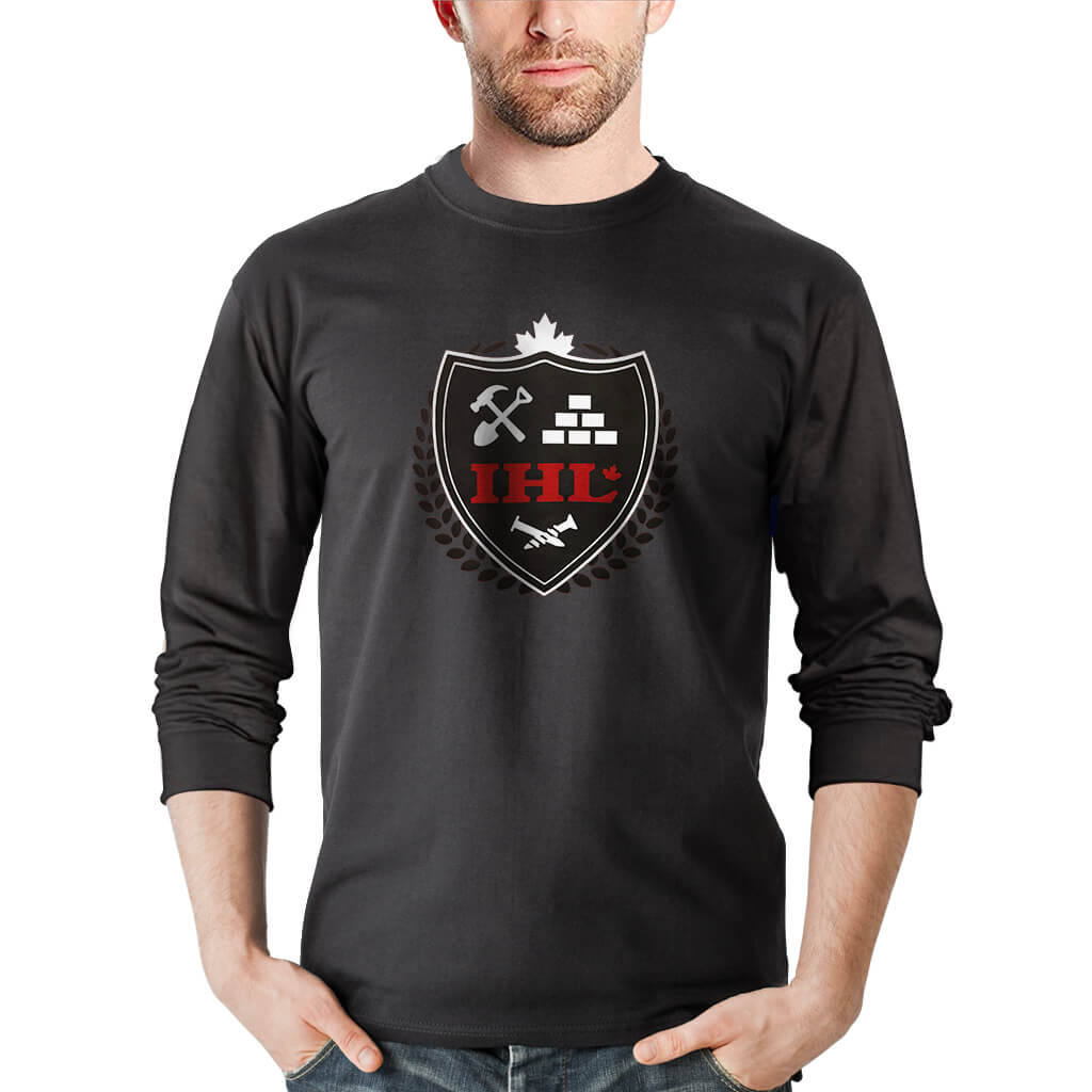IHL L.SLEEVE COTTON T-SHIRT W/ELITE BADGE LOGO BK