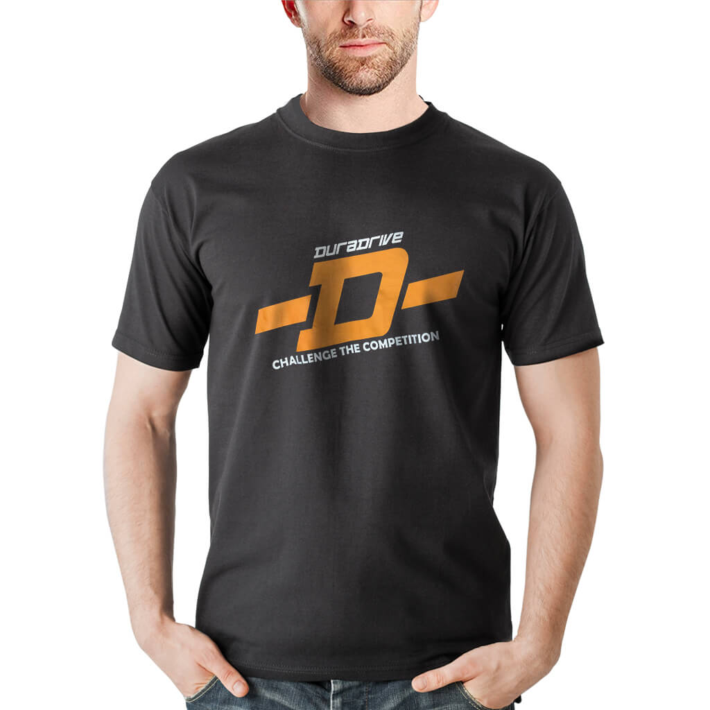 DuraDrive Men's Black Short Sleeve Cotton T-Shirt 