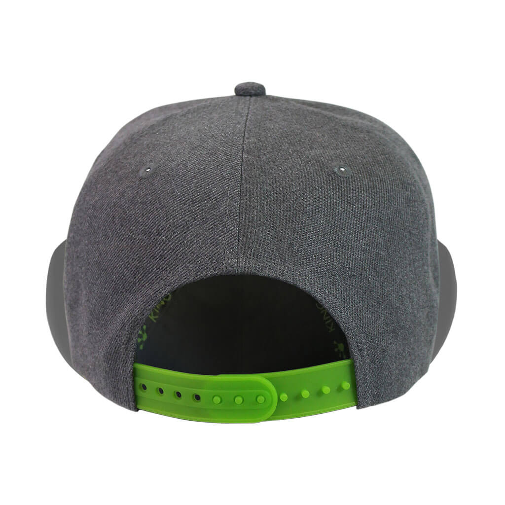 Gekko Dark Heather Grey Flat Brim Cap with Snap-Back Closure