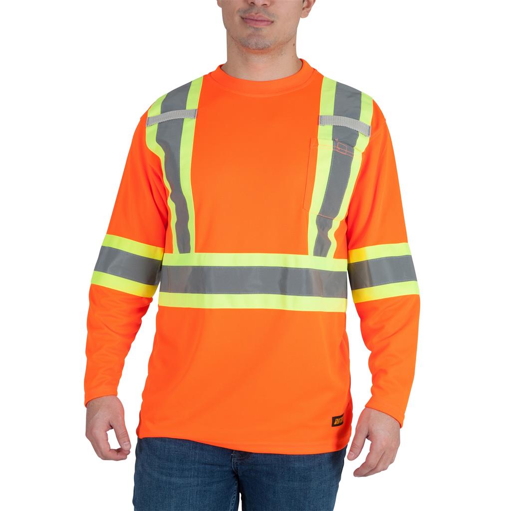 DuraDrive Men's Orange Hi-Vis Long Sleeve Cooling Safety T-Shirt