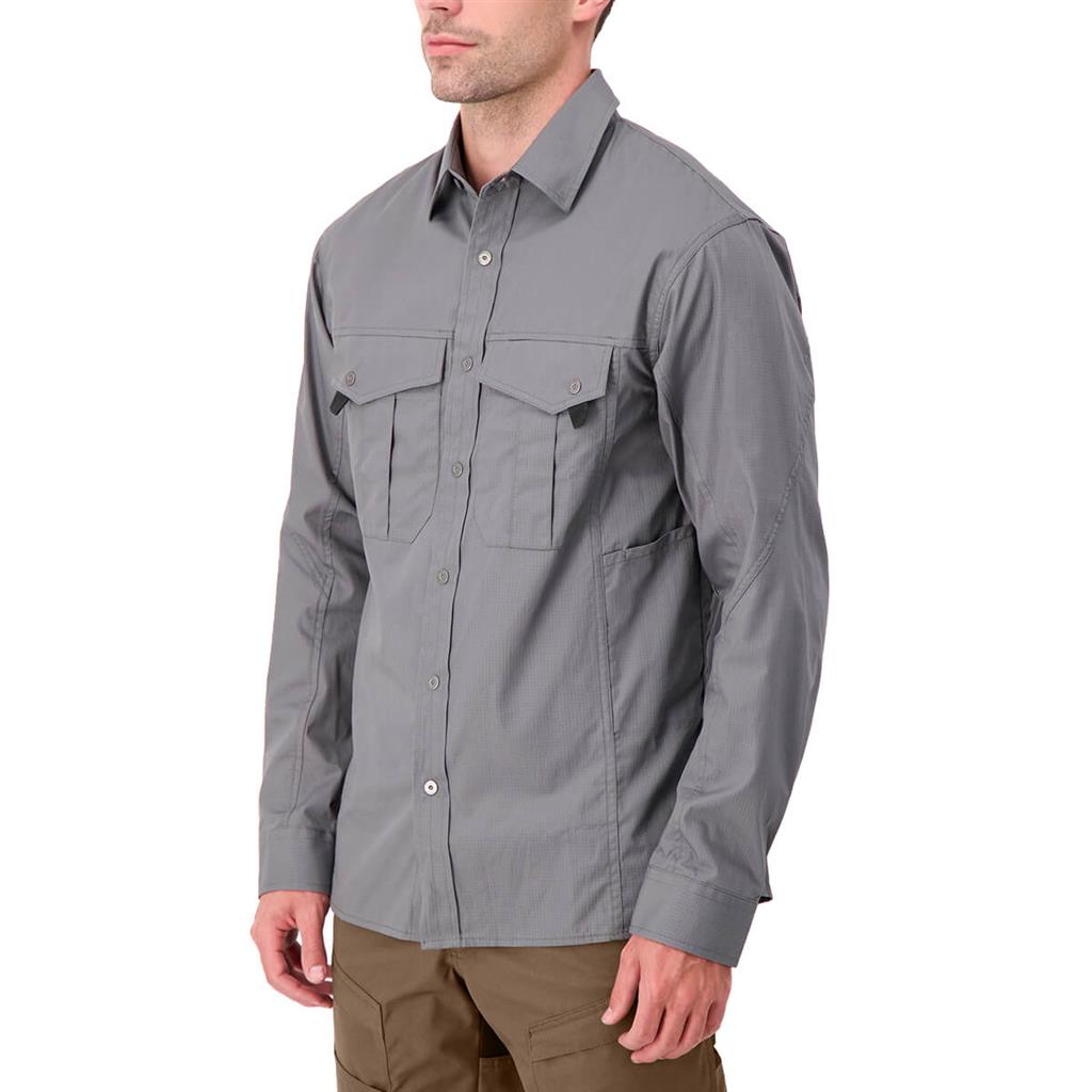 DuraDrive Men's HERO RED LABEL Grey Ripstop Long Sleeve Work Shirt