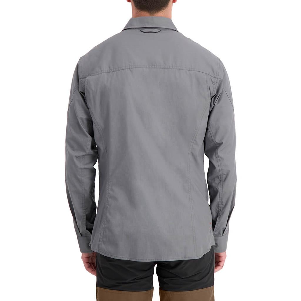 DuraDrive Men's HERO RED LABEL Grey Ripstop Long Sleeve Work Shirt